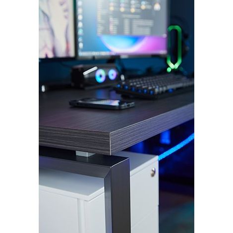 Bureau droit noir L 160 x P 90 cm, piètement acier format carré - Milano - piétement anthracite - Maxiburo