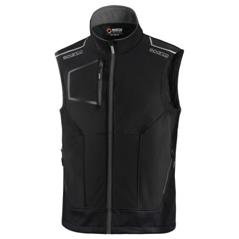 Gilet technique Sparco Tech Light Vest Illinois noir/gris fonce' taille L avec renforts et bandes haute visibilite' fermeture e'clair centrale e'tanche nero + grigio scuro L