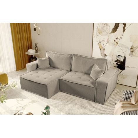 Ecksofa Schlafsofa FLOSI Stoff Raven Taupe Ottomane Links (1/5)