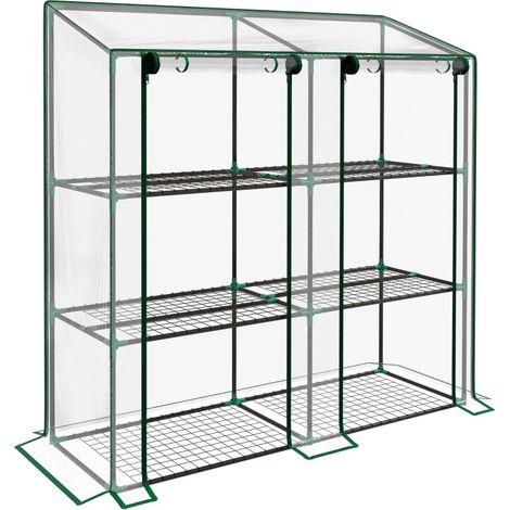Mini invernadero de 3 niveles con 6 estantes de acero y 2 puertas transparentes MODENUIT (1/5)