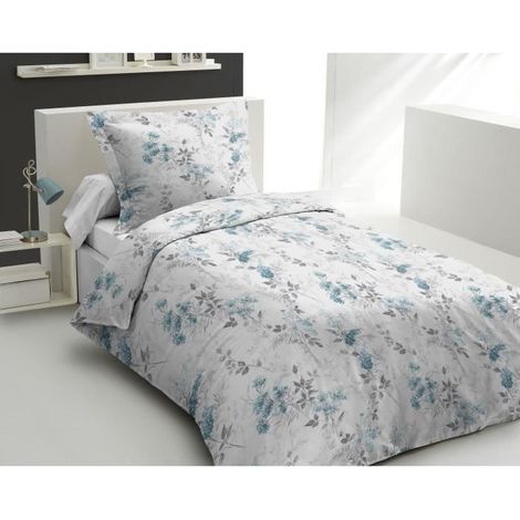 Duvet set - HOME LINGE PASSION - POMPADOUR - 100% Cotton - 140x200 cm - White/Flower