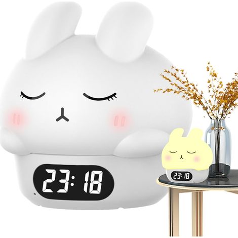 Horloge De Lapin - Lampe Nuit en Silicone, Le Réveil Numérique (1/5)