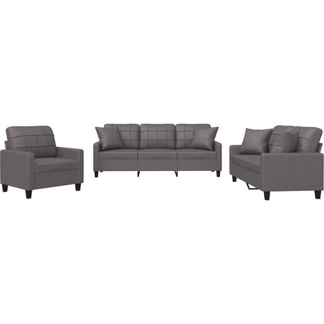 Maison Exclusive - Set di Divani 3 pz con Cuscini Grigio in Similpelle