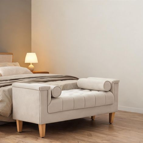 Table de chevet beige en polyester 115 x 44 x 58 cm (1/5)