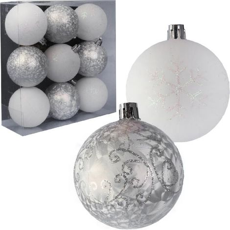 Set di 9 palline di plastica a tema Frozen con decorazioni glitterate, rosa cipria, 6 cm (1/5)