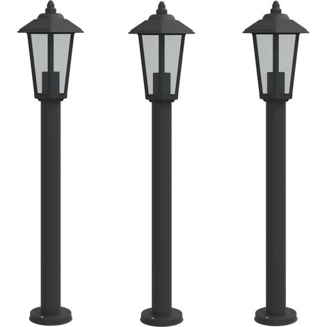 Lampadaire,Lampe sur pieds d'extérieur 3 pcs noir 80 cm acier inoxydable CFW729656 (1/5)