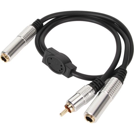 Câble RCA femelle 6,35 mm vers femelle 6,35 mm plaqué or, répartiteur audio en Y pour microphone et haut-parleur, 50 cm (1,6 pi) (1/5)