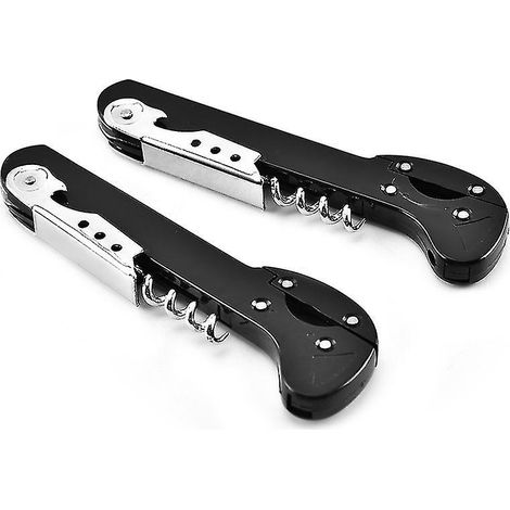 Ouvre-bouteille avec coupe-capsule Waiters Friend Tire-bouchon Tool2pcs (Noir) (1/5)