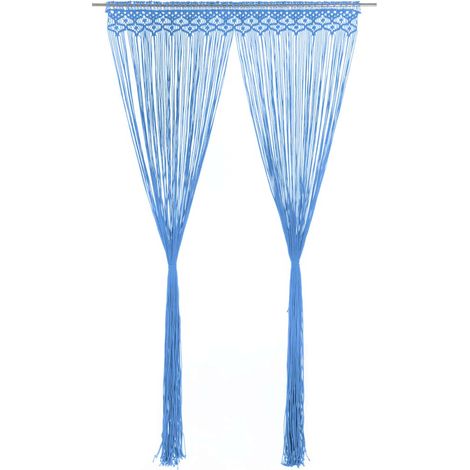 Makramee Vorhang Blau 140x240 cm Baumwolle