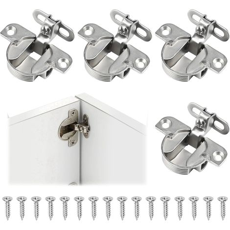 Set of 4 adjustable 180-degree cabinet hinges, high-grade heavy-duty alloy material, durable concealed invisible hinges