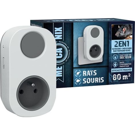 Ultraschall-Vertreiber für Ratten & Mäuse 80 m² 2-in-1 - Mecanix