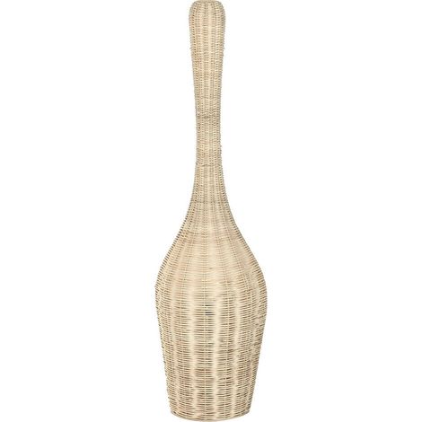 Lampe de sol en rotin et fer style tropical - Brun naturel clair (1/4)