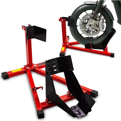 Bituxx Motorradwippe Motorrad Radwippe Montageständer vorne Motorradständer Transportständer Vorderrad Rot / Schwarz (1/5)