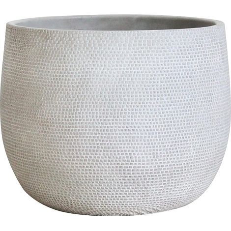 Grande jardinière en céramique 25 cm - gris écru - XL Jardinière intérieur et extérieur (1/3)