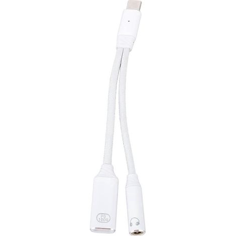 Adaptateur de câble casque USB-C vers prise jack 3,5 mm, 480 Mbps, compatible avec la charge rapide 100 W, connecteur USB-C mâle vers prise jack 3,5 mm 2 en 1