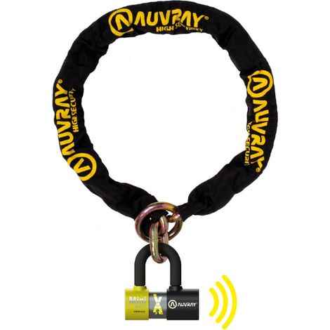 Ensemble Auvray : chaîne avec maillon lasso et mini cadenas Xtrem avec alarme - longueur 120 cm, diamètre 13,5 mm (classe S.R.A. et ART)