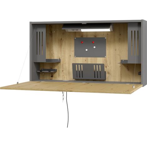 bümö Wandschreibtisch WO   Graphit/Asteiche