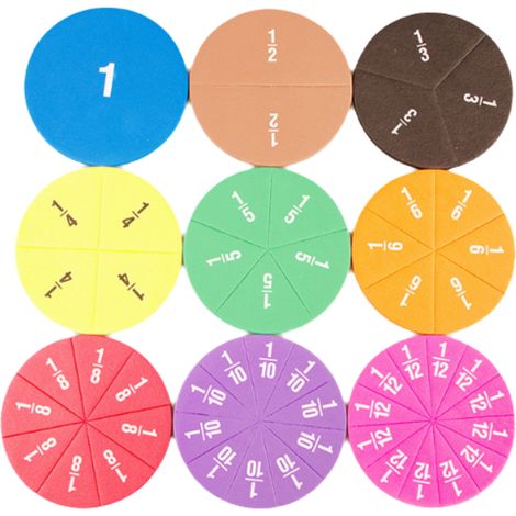 Disque magnétique de fractions - Outils pédagogiques en mathématiques pour l'école primaire - Bloc de fractions avec dénominateur - Démonstration de problèmes d'addition et de soustraction - Cercles d (1/5)