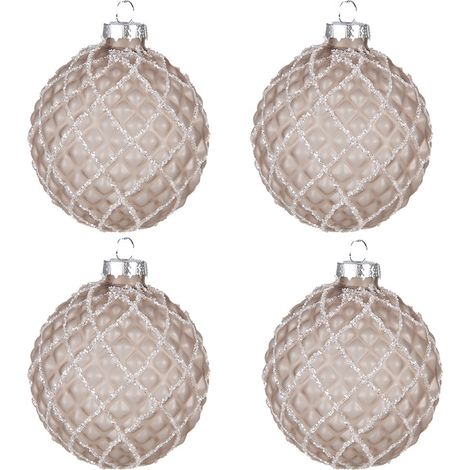 Lot de 4 Boules de Noël en Verre Marron Ø 8 cm pour Décoration de Sapin Classique - PANGIVO (1/2)