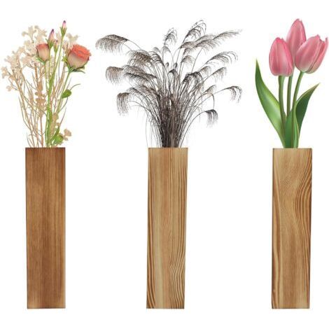 Lot de 3 vases muraux modernes en bois pour plantes d'intérieur - 2,5 x 5,6 x 29,5 cm - Dimensions intérieures : 2,5 x 5,6 x 29,5 cm - Pot mural pour fleurs séchées et plantes vertes-Muntra (1/5)