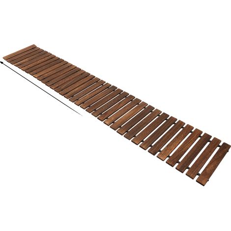 Sendero de jardín, construcción de madera resistente, diseño elegante, marrón. (1/2)