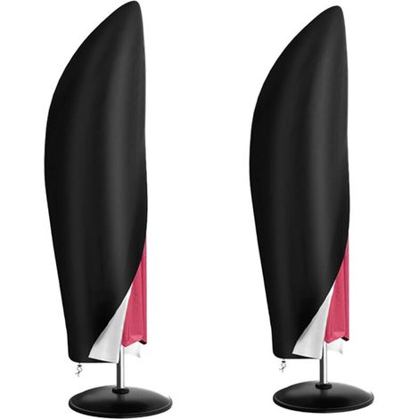Set mit 2 Sonnenschirmhüllen, 265 cm, wasserdichtes Oxford-Gewebe, Schwarz (1/4)