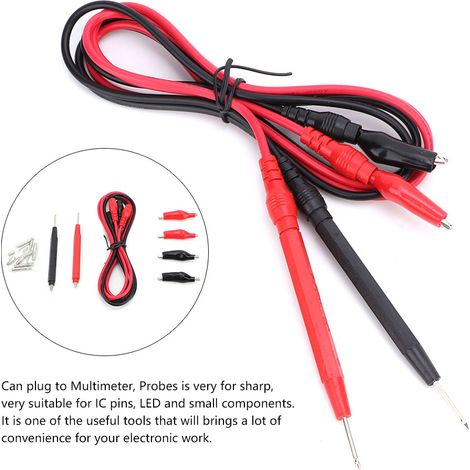 Kit de multimètre numérique multifonction 6 en 1 avec cordons de test, sondes, stylo, câbles et pinces crocodiles (1/5)