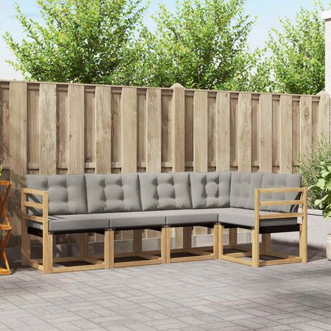 vidaXL Conjunto de sofás de exterior 5 uds. Blanco y Gris Claro (1/5)