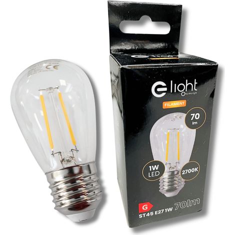 Bombilla LED de filamento 1W ST45 E27 2700K (1/4)