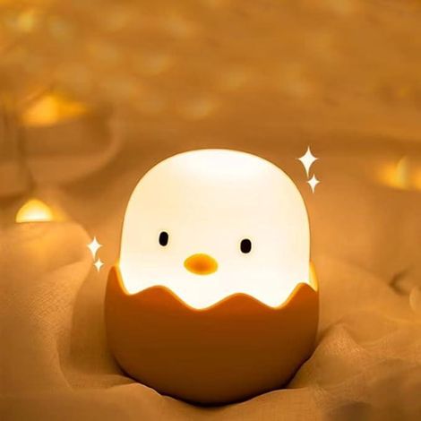 Veilleuse Silicone Enfant Jaune, Lampe de Chevet Rechargeable USB, Portative à Luminosité Réglable, Décoration Chambre Bébé, Cadeau Anniversaire Noël (1/5)