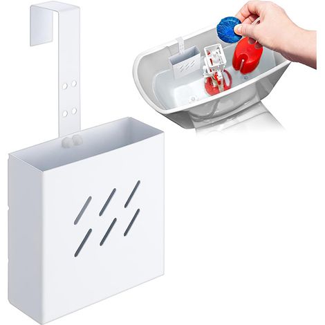 Support pour pastilles nettoyantes de réservoir de WC en acier inoxydable 304, boîte de nettoyage pour WC suspendue, organiseur de réservoir réglable (1/5)