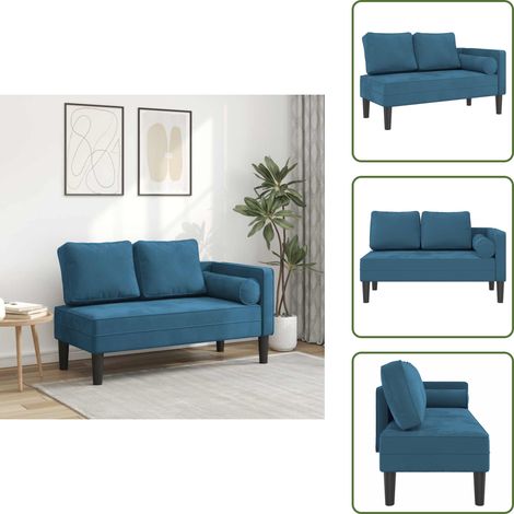 The Living Store Chaiselongue mit Kissen Blau Samt - Chaiselongue - Samtsofa - Relaxsessel - Lounge Sessel - Blau Sofa