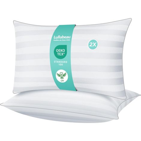 Oreiller 50x70 cm Lot de 2, Oreillers doux Moelleux, Oreillers Classiques, Coussin Respirant et Doux, Lavable, Idéal pour Dormeurs sur Le Côté, Le Dos et Le Ventre (1/5)