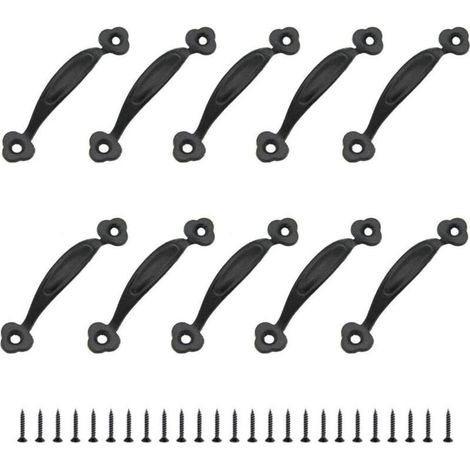 Lot de 10 poignées de meuble rétro, style rustique, en alliage de zinc, pour cuisine, porte de grange, jardin, abri de jardin, tiroir, armoire en bois (80 mm) (1/5)