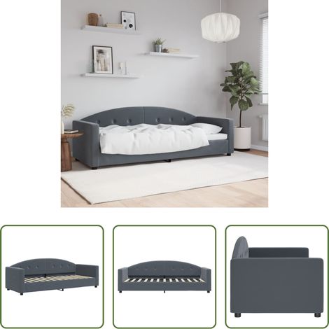 vidaXL Canapé - Lit de repos gris foncé 80x200 cm velours (1/5)