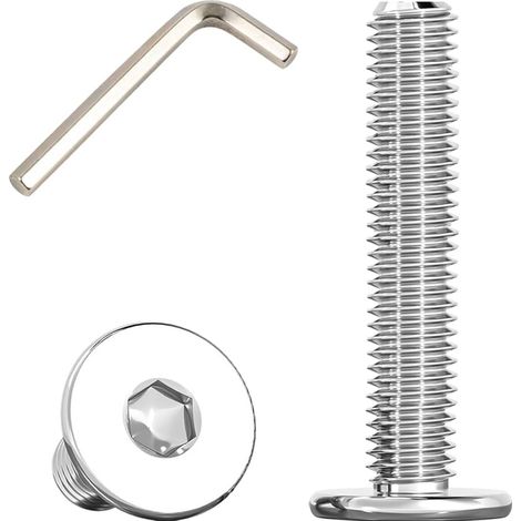 Vis Inox Tete Plate avec Bride, M8x50mm Boulons à Tête Plate Hexagonale Sont Utilisées Dans Les Meubles et Les Machines, en Acier Inoxydable 304 (15 Pièces) (1/5)