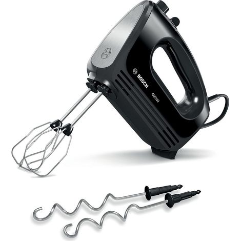 Bosch mfq2420b Mixer a mano, 4 livelli di velocità, motore di ultima tecnologia, 2 tubo scopa, 2 ganci per impastare, 400 W, piano inox Nero/Argento (1/5)
