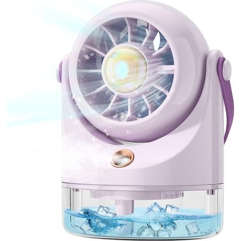 Ventilateur de table silencieux USB rechargeable – Mini climatiseur portable avec batterie pour camping, voyage, bureau – Petit ventilateur brumisateur à piles (1/5)