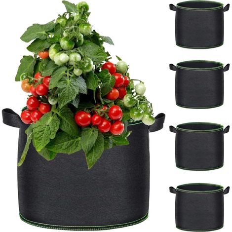Lot de 5PCS Sac de Plantation 20L Sac à Plantes avec Poignées Sac Pomme de Terre Sac Géotextile 5 Gallons Sacs de Culture Non Tissé Pots de Jardin pour Plantes,Fleurs, Fraises Grow Bag (1/5)