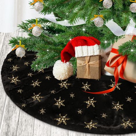 Weihnachtsbaumdecke, Weihnachtsbaumuntersetzer, Weihnachtsbaummatte, geeignet zur Dekoration, schwarz, 60 cm (1/5)