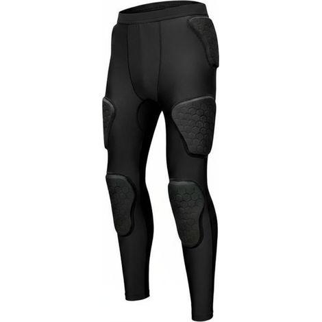 Pantalon de Protection Adulte Compressif Rembourré Collant Sport Antichoc avec Rembourrage EVA Ajustement Sérré Souple et Léger Adapté à, S, Black-Black Line (1/5)