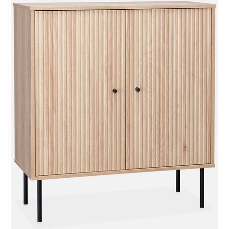 Aparador con efecto madera de 2 puertas, 83.5cm