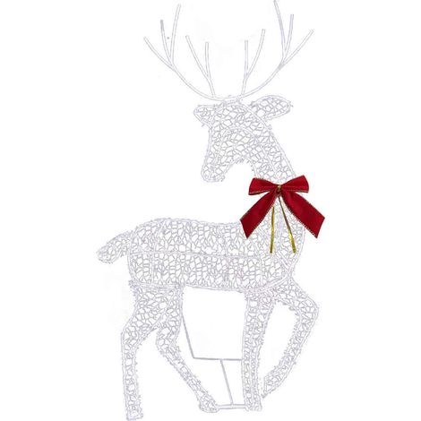 Set De Cerfs De Noël Éclairés - 3 Pièces - LED 120 - Extérieur Résistant Aux Intempéries - Avec Piquets Et Attaches - Or