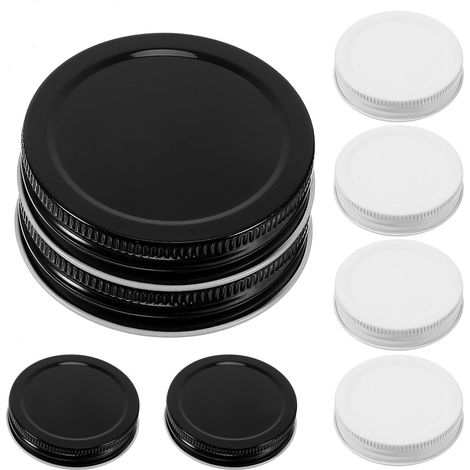 Lot 8 couvercles à large ouverture pour bocaux Mason, 70 mm, en métal, étanches et polyvalents, pour conservation aliments (1/5)