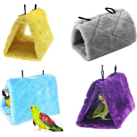 Dreieckiges Hängenest aus weicher Baumwolle für Vögel, höhlenförmig, atmungsaktive Hängematte, Plüschbett für Papageien (1/5)