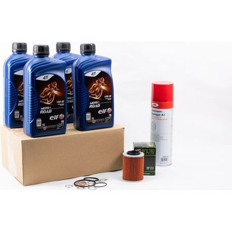 Kit Entretien Vidange Standard pour APRILIA RSV 1000 de 1997 à 2011 - ELF MOTO 4 ROAD 15w50 4L