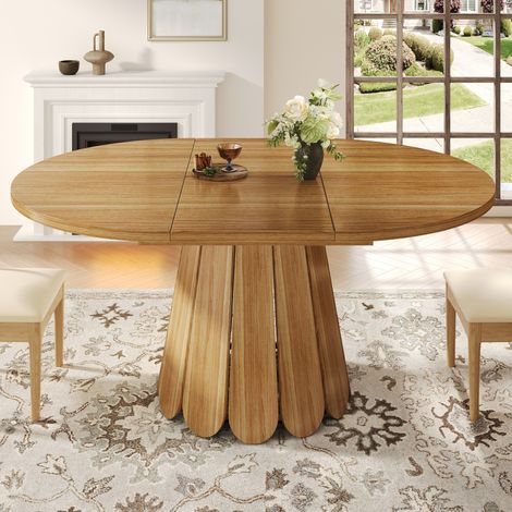 Mesa comedor extensible madera vintage marrón OKMYHOME (1/5)