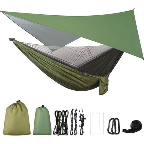 Hamac de camping - SODIAL - Randonnée portable - Moustiquaire intégrée - Bâche anti-pluie - 200 kg (1/5)