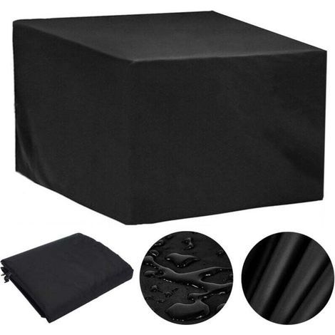 Housse Salon De Jardin Exterieur 110x110x85cm Oxford Housse De Protection De Jardin Imperméable Au Vent Anti-UV Bache Table De Jardin (Noir) (1/4)