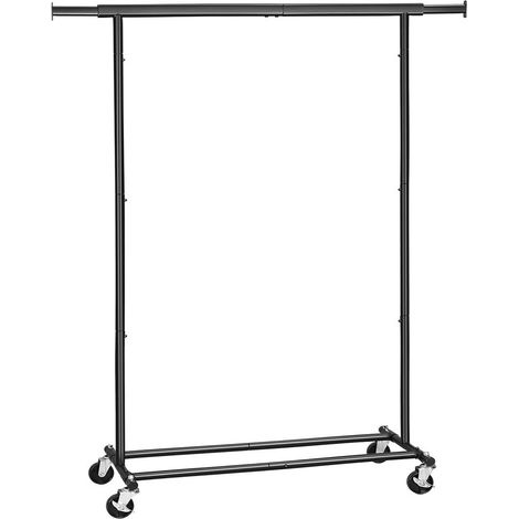 Perchero con ruedas carga 70 kg duradero perchero plegable armario extensible estante de almacenamiento de 160 cm negro 120003660 (1/3)